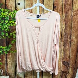 Kari Blue Wrap Look Blouse Size XL